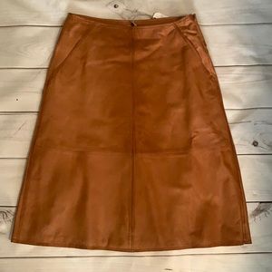 Leith size 6 cognac leather knee length skirt